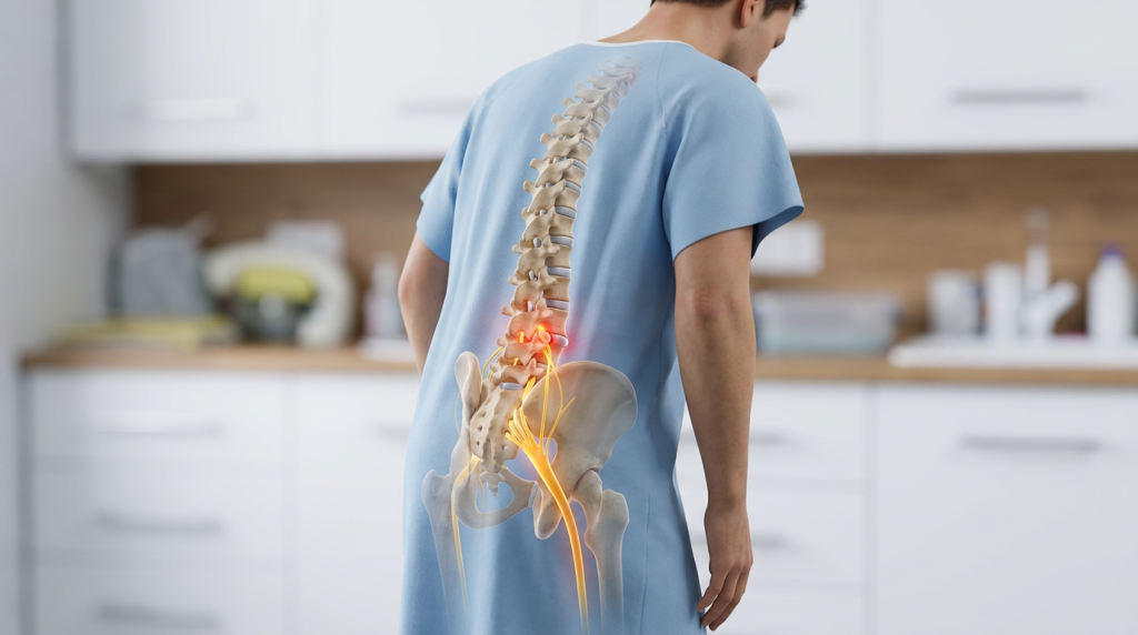 patient with lumbar never compression